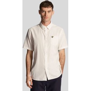 Lyle And Scott Men's Textured Stripe Short Sleeve Shirt - White - Size: Regular/36 Lyle And Scott Men's Textured Stripe Short Sleeve Shirt - White - Size: Regular/36