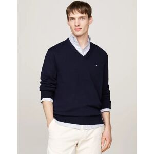 Men's Tommy Hilfiger Pima Organic Cotton Mens Cashmere V-Neck Jumper - Desert Sky - Blue/Black - Size: 44 Men's Tommy Hilfiger Pima Organic Cotton Mens Cashmere V-Neck Jumper - Desert Sky - Blue/Black - Size: 44