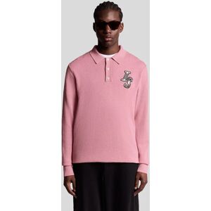 Lyle And Scott Men's Long Sleeve Knitted Polo Shirt - Pink - Size: 38 Lyle And Scott Men's Long Sleeve Knitted Polo Shirt - Pink - Size: 38