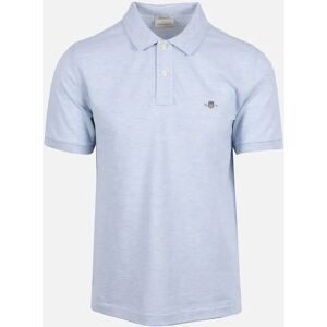 Men's Gant Reg Shield SS Pique Polo Shirt Ice Blue Melange - Size: 42 Men's Gant Reg Shield SS Pique Polo Shirt Ice Blue Melange - Size: 42