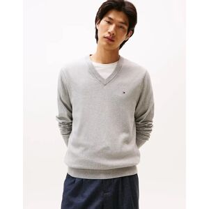 Men's Tommy Hilfiger Pima Organic Cotton Mens Cashmere V-Neck Jumper - Light Grey Heather - Size: 38 Men's Tommy Hilfiger Pima Organic Cotton Mens Cashmere V-Neck Jumper - Light Grey Heather - Size: 38