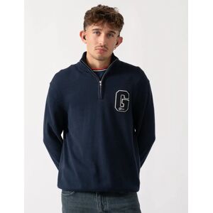 Men's GANT Mens Small Graphic Badge Half Zip Jumper - 433 Evening Blue - Navy - Size: M Men's GANT Mens Small Graphic Badge Half Zip Jumper - 433 Evening Blue - Navy - Size: M