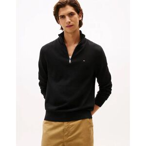 Men's Tommy Hilfiger Organic Cotton Cashmere Mens Zip-Mock Sweater - Black - Size: 38 Men's Tommy Hilfiger Organic Cotton Cashmere Mens Zip-Mock Sweater - Black - Size: 38