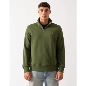 Men's GANT Mens Regular Fit Shield Logo Half Zip Sweatshirt - 360 Country Green - Tan - Size: 42 Men's GANT Mens Regular Fit Shield Logo Half Zip Sweatshirt - 360 Country Green - Tan - Size: 42