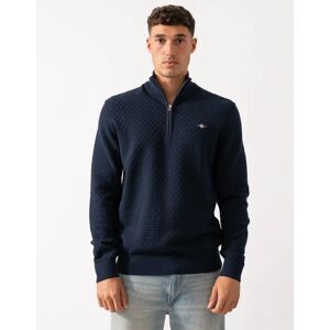 Men's GANT Mens Micro Texture Half Zip Jumper - 433 Evening Blue - Navy - Size: 38 Men's GANT Mens Micro Texture Half Zip Jumper - 433 Evening Blue - Navy - Size: 38
