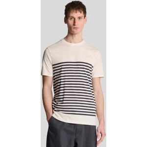 Lyle And Scott Men's Linen Blend Breton Stripe T-Shirt - White - Size: 40 Lyle And Scott Men's Linen Blend Breton Stripe T-Shirt - White - Size: 40