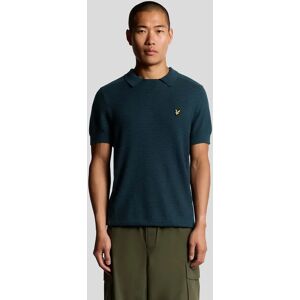 Lyle And Scott Men's Herringbone Knitted Polo Shirt - Blue - Size: 34 Lyle And Scott Men's Herringbone Knitted Polo Shirt - Blue - Size: 34