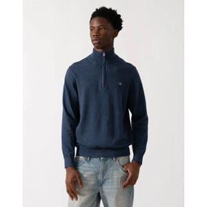 Men's GANT Mens Classic Cotton Half Zip Jumper - 902 Dark Jeansblue Melange - Navy - Size: 44 Men's GANT Mens Classic Cotton Half Zip Jumper - 902 Dark Jeansblue Melange - Navy - Size: 44