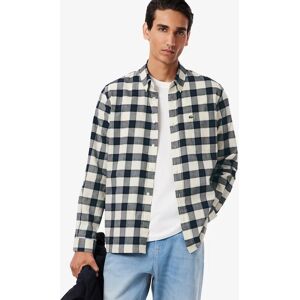 Men's Lacoste Regular Fit Plaid Flannel Shirt - White - Size: 15 - 40 Men's Lacoste Regular Fit Plaid Flannel Shirt - White - Size: 15 - 40