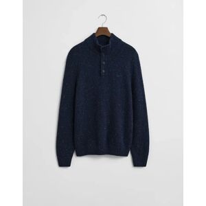 Men's GANT Mens Wool Blend Neps Half Buttoned Jumper - 433 Evening Blue - Navy - Size: 38 Men's GANT Mens Wool Blend Neps Half Buttoned Jumper - 433 Evening Blue - Navy - Size: 38