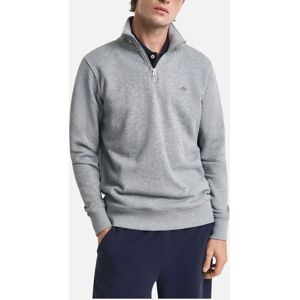 Men's GANT Mens Sweatshirt Embroidered Shield Half Zip - Grey - Size: 44 Men's GANT Mens Sweatshirt Embroidered Shield Half Zip - Grey - Size: 44