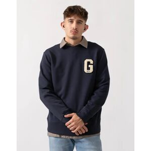 Men's GANT Mens G Badge Crew Neck Sweatshirt - 433 Evening Blue - Navy - Size: 38 Men's GANT Mens G Badge Crew Neck Sweatshirt - 433 Evening Blue - Navy - Size: 38