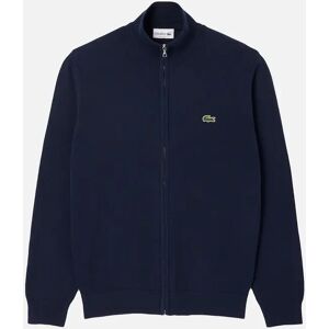 Men's Lacoste AH1957 Full Zip High Neck Cotton Knit - Navy - Size: 36 Men's Lacoste AH1957 Full Zip High Neck Cotton Knit - Navy - Size: 36