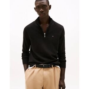 Men's Tommy Hilfiger Essential Cotton 1/4 Zip Mock Mens Sweatshirt - Black - Size: 42 Men's Tommy Hilfiger Essential Cotton 1/4 Zip Mock Mens Sweatshirt - Black - Size: 42