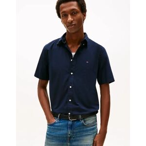 Men's Tommy Hilfiger Core Flex Poplin Solid Mens Short Sleeve Shirt - Navy Blue - Size: 42/Regular Men's Tommy Hilfiger Core Flex Poplin Solid Mens Short Sleeve Shirt - Navy Blue - Size: 42/Regular