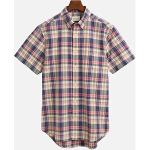 Men's Gant Reg Cotton Linen Check Ss Shirt Dusty Blue Sea - Size: 42/Regular Men's Gant Reg Cotton Linen Check Ss Shirt Dusty Blue Sea - Size: 42/Regular