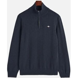 Men's Gant Cotton Flamme Half-Zip Sweater Evening Blue - Navy - Size: 40 Men's Gant Cotton Flamme Half-Zip Sweater Evening Blue - Navy - Size: 40