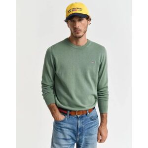 Men's GANT Classic Cotton Crew Neck Jumper, Kalamata Green - Size: 40 Men's GANT Classic Cotton Crew Neck Jumper, Kalamata Green - Size: 40