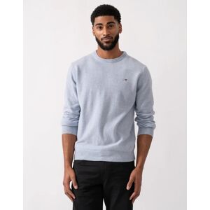 Men's GANT Mens Superfine Lambswool Crew Neck Jumper - 498 Ice Blue Melange - Grey - Size: 42 Men's GANT Mens Superfine Lambswool Crew Neck Jumper - 498 Ice Blue Melange - Grey - Size: 42