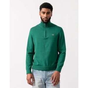 Men's GANT Mens Classic Cotton Half Zip Jumper - 373 Deep Forest Green - Blue - Size: 44 Men's GANT Mens Classic Cotton Half Zip Jumper - 373 Deep Forest Green - Blue - Size: 44