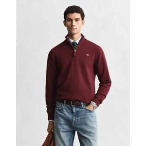 Men's GANT Mens Superfine Lambswool Half Zip Cardigan - 677 Bordeaux Melange - Red - Size: 40 Men's GANT Mens Superfine Lambswool Half Zip Cardigan - 677 Bordeaux Melange - Red - Size: 40