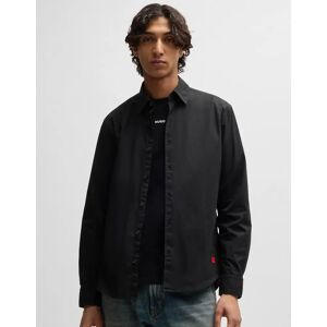 Hugo Boss Men's HUGO Ermo Mens Slim-Fit Shirt in Stretch-Cotton Canvas - Black 001 - Size: 40/Regular Hugo Boss Men's HUGO Ermo Mens Slim-Fit Shirt in Stretch-Cotton Canvas - Black 001 - Size: 40/Regular