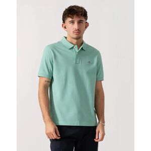 Men's GANT Mens Regular Fit Short Sleeve Shield Logo Pique Polo - 323 Muted Turquoise - Blue - Size: 44 Men's GANT Mens Regular Fit Short Sleeve Shield Logo Pique Polo - 323 Muted Turquoise - Blue - Size: 44