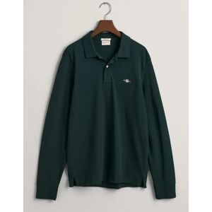 Men's GANT Reg Shield Long-Sleeve Pique Rugger Top, Tartan Green - Size: 38 Men's GANT Reg Shield Long-Sleeve Pique Rugger Top, Tartan Green - Size: 38
