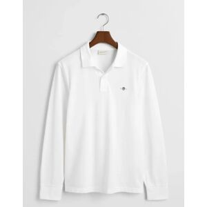 Men's GANT Reg Shield Long-Sleeve Pique Rugger Top, White - Size: 38 Men's GANT Reg Shield Long-Sleeve Pique Rugger Top, White - Size: 38
