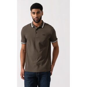 Hugo Boss Men's BOSS Green Mens Paddy Cotton-Piqué Polo Shirt with Contrast Logo - Open Beige 297 - Brown - Size: 44 Hugo Boss Men's BOSS Green Mens Paddy Cotton-Piqué Polo Shirt with Contrast Logo - Open Beige 297 - Brown - Size: 44