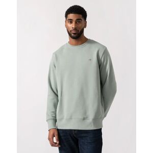 Men's GANT Mens Regular Fit Shield Logo Crew Neck Sweatshirt - 10 Ceramic Grey - Green - Size: 40 Men's GANT Mens Regular Fit Shield Logo Crew Neck Sweatshirt - 10 Ceramic Grey - Green - Size: 40