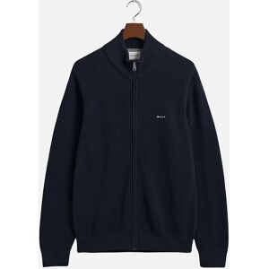 GANT Men's Cotton Pique Zip-Up Cardigan - Blue - Size: 46 GANT Men's Cotton Pique Zip-Up Cardigan - Blue - Size: 46