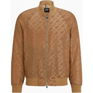 Hugo Boss Men's Geometric Patterned Ribbed Cuff Bomber Jacket - Cream - Size: 2X large Hugo Boss Men's Geometric Patterned Ribbed Cuff Bomber Jacket - Cream - Size: 2X large
