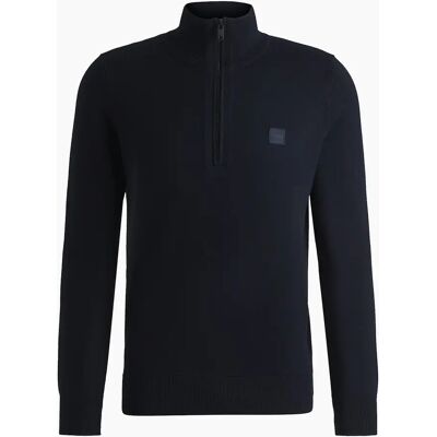 Hugo Boss Men's Boss Kanobix S Quarter Zip Knitted Sweater - Navy - Size: 42 Hugo Boss Men's Boss Kanobix S Quarter Zip Knitted Sweater - Navy - Size: 42