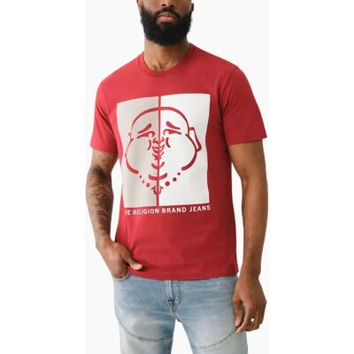 Men's True Religion 108323 Mens Graphic T Shirts Logo Crew Neck Half Sleeve Cotton Tee - Red - Size: 44 Men's True Religion 108323 Mens Graphic T Shirts Logo Crew Neck Half Sleeve Cotton Tee - Red - Size: 44