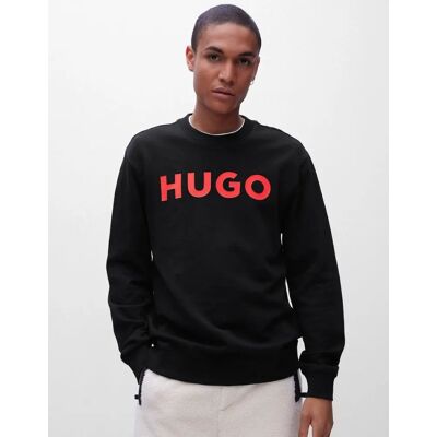 Hugo Boss Men's HUGO Dem Large Logo Mens Crew Neck Sweatshirt - Black 001 - Size: 40 Hugo Boss Men's HUGO Dem Large Logo Mens Crew Neck Sweatshirt - Black 001 - Size: 40