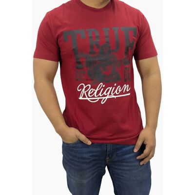 Men's True Religion 108035 Mens Dotted Print T Shirts Crew Neck Half Sleeve Cotton Tee - Red - Size: 42 Men's True Religion 108035 Mens Dotted Print T Shirts Crew Neck Half Sleeve Cotton Tee - Red - Size: 42