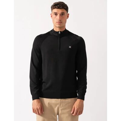 Hugo Boss Men's HUGO Sayford Mens 1/4 Zip Jumper - Black 001 - Size: 40 Hugo Boss Men's HUGO Sayford Mens 1/4 Zip Jumper - Black 001 - Size: 40