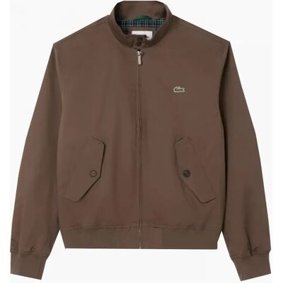 Men's Lacoste Men's Brown Water Repellent Twill Harrington Jacket - Size: 48- s/m Men's Lacoste Men's Brown Water Repellent Twill Harrington Jacket - Size: 48- s/m