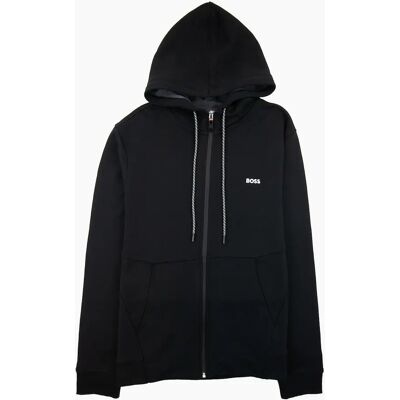 Men's Hugo Boss Saggy Embroidered Contrast Logo Zip Up Sweatshirt Black 001 - Size: 40 Men's Hugo Boss Saggy Embroidered Contrast Logo Zip Up Sweatshirt Black 001 - Size: 40