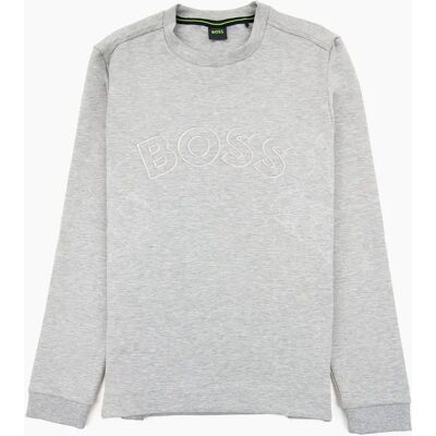 Men's Hugo Boss Salbo Iconic Curved Logo Sweatshirt Grey 059 - Size: 46 Men's Hugo Boss Salbo Iconic Curved Logo Sweatshirt Grey 059 - Size: 46