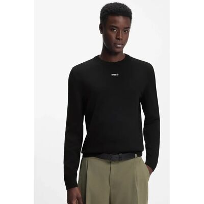 Hugo Boss Men's HUGO San Cassius-C2 Mens Crew Neck Jumper - Black 001 - Size: 42 Hugo Boss Men's HUGO San Cassius-C2 Mens Crew Neck Jumper - Black 001 - Size: 42