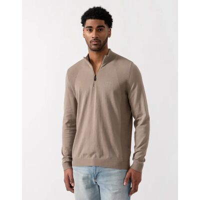 Hugo Boss Men's BOSS Green Momentum-Lite Mens 1/4 Zip Funnel Neck Jumper - Light/Pastel Green 334 - Tan - Size: 38 Hugo Boss Men's BOSS Green Momentum-Lite Mens 1/4 Zip Funnel Neck Jumper - Light/Pastel Green 334 - Tan - Size: 38