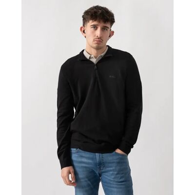 Hugo Boss Men's BOSS Green Momentum-Lite Mens 1/4 Zip Funnel Neck Jumper - Black 001 - Size: 38 Hugo Boss Men's BOSS Green Momentum-Lite Mens 1/4 Zip Funnel Neck Jumper - Black 001 - Size: 38