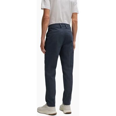 Hugo Boss Men's Solid Patterned Straight Leg Trousers - Navy - Size: 36/32 Hugo Boss Men's Solid Patterned Straight Leg Trousers - Navy - Size: 36/32