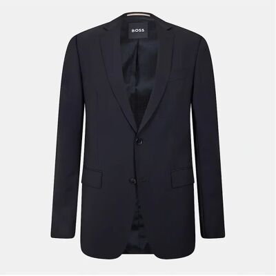 Hugo Boss Men's Solid Patterned Single Button Notch Collared Blazer - Black - Size: 40/Regular Hugo Boss Men's Solid Patterned Single Button Notch Collared Blazer - Black - Size: 40/Regular