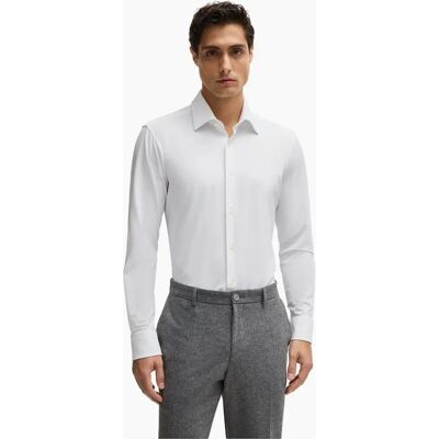 Hugo Boss Men's Joe Point Collar Long Sleeve Oxford Shirt - White - Size: 17 inch Hugo Boss Men's Joe Point Collar Long Sleeve Oxford Shirt - White - Size: 17 inch