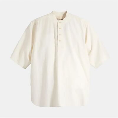 Levis Levi's Men's Button Placket Henley Collar Collared Neck Shirt - White - Size: Regular/36 Levis Levi's Men's Button Placket Henley Collar Collared Neck Shirt - White - Size: Regular/36