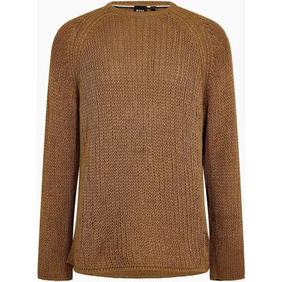 Hugo Boss Men's Crew Neck Raglan Sleeve Sweater - Cream - Size: 42 Hugo Boss Men's Crew Neck Raglan Sleeve Sweater - Cream - Size: 42