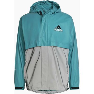 Adidas Men's EQT Drawstring Bold Logo Rain Coat Jacket - Blue - Size: 40/Regular Adidas Men's EQT Drawstring Bold Logo Rain Coat Jacket - Blue - Size: 40/Regular